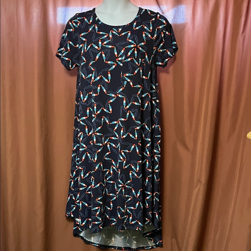 LuLaRoe Navy Blue Bomb Pop Star High Low Dress